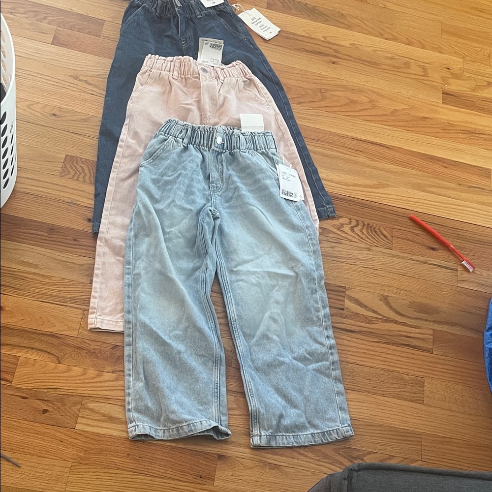 H&M Kids Wide-Leg Elastic Waist Jeans - Light Blue, Pink, Dark Blue